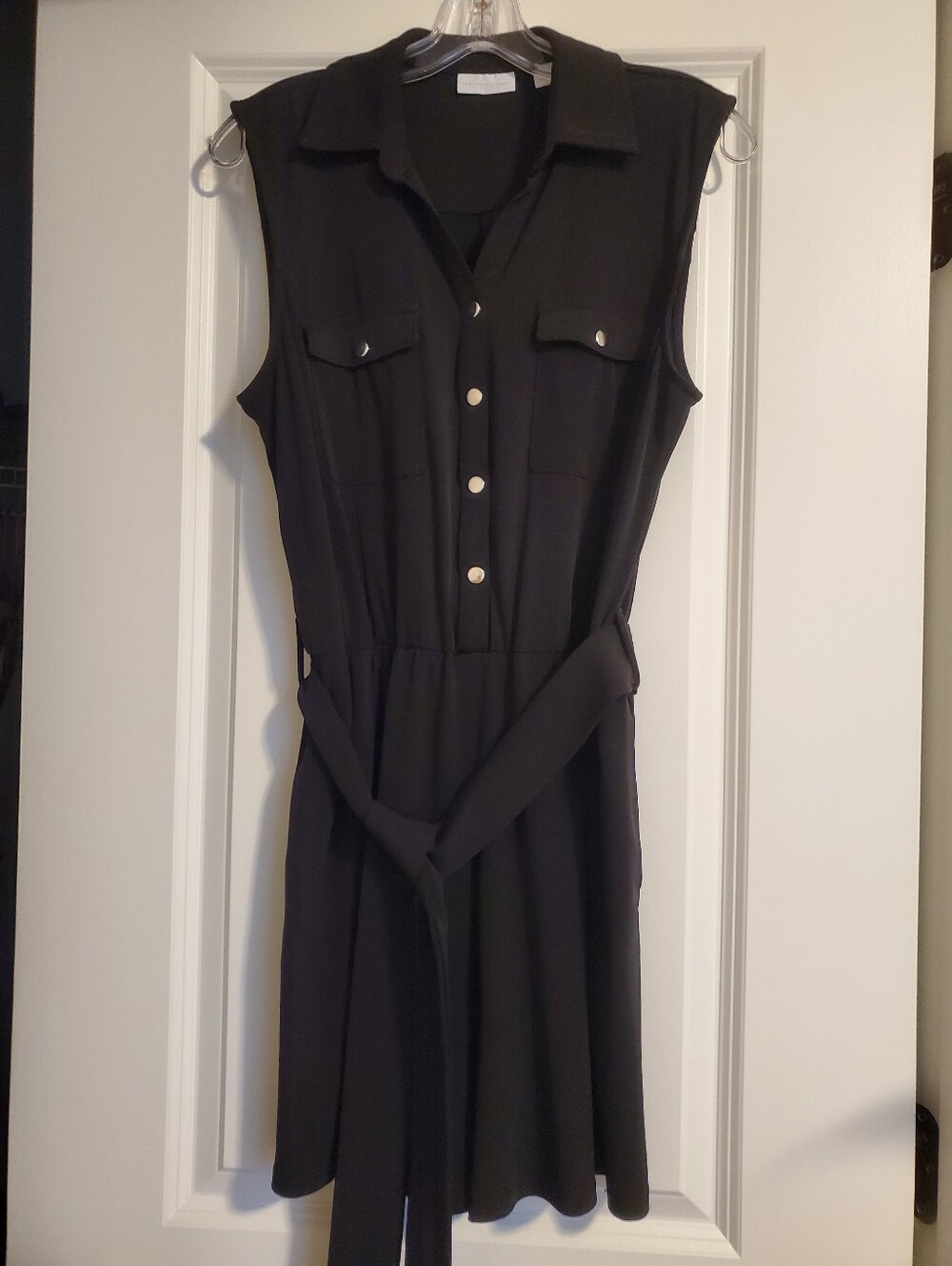 New York & Co. Sleeveless Black Romper with Tie Waist. Sz L